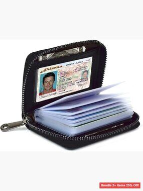 RFID Blocking Genuine Leather Card Holder Wallet with 20 Slots